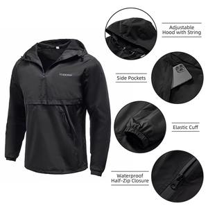 Nouvelle conception de veste coupe-vent imperméable personnalisée pour l'extérieur, avec demi-fermeture éclair et capuche, en polyester et nylon, pour moto, randonnée, veste décontractée pour homme - Product Image 5