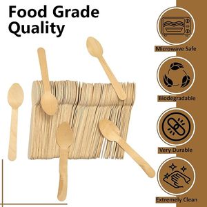 Cuchara de Madera Desechable Ecológica con Logotipo Personalizado, Segura para Alimentos, 110 mm, para Helado y Postres, para Fiestas, Cubertería Clásica - Product Image 4