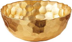 Bol en verre doré Odessa élégant de 7,5 pouces, très demandé, pour la décoration intérieure moderne et les centres de table, design de luxe unique pour présentation sur table - Product Image 5