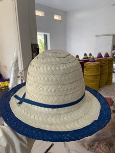 Sombrero clásico tejido a mano de hierba marina a rayas / Sombrero redondo de paja con logo de cinta para promoción, fiestas informales, actividades al aire libre, unisex - Product Image 6