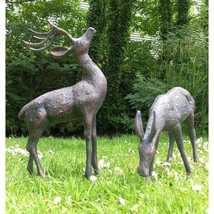 Ensemble de sculptures de cerfs en aluminium pour décoration de jardin extérieur, statues d'animaux, finition patine verte antique, figurine de renne en métal décorative - Product Image 4