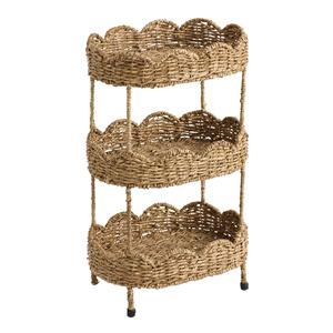 Wholesale High Quality Handcrafted 3-Tier Scalloped Seagrass Woven Storage Rack Suitable for Baby Nursery & Bathroom Organizer - Product Image 1