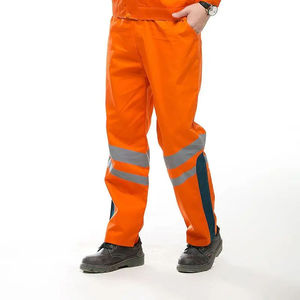 Pantalones de Trabajo de Seguridad para Hombre, Color Naranja, Alta Visibilidad, Antiestáticos, No Tóxicos, de Poliéster y Algodón, con Tiras Reflectantes para Trabajadores de la Construcción - Product Image 4