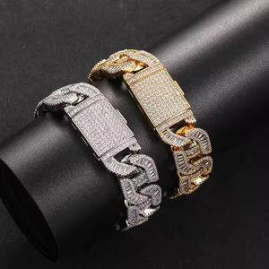 Bracelet chaîne cubaine hip-hop en argent 925 plaqué or avec moissanite pour homme et femme, idéal pour fiançailles, fêtes, mariages, cadeau unisexe - Product Image 3
