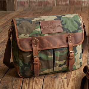 Regal Three <b>Canvas</b> Messenger Bag Large Durable Buckle Closure Embossed Logo All Seasons Business Messenger Use Bags - Product Image 6