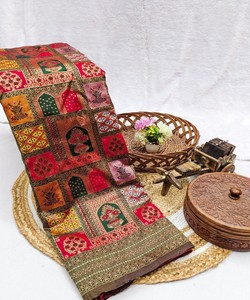 สินค้ามาใหม่ ผ้าไหมบานาราซี งานทอผ้าไหม ชุดส่าหรีพร้อมเสื้อคลุมแบบยังไม่เย็บติดกัน เหมาะสำหรับงานเทศกาล งานปาร์ตี้ ราคาขายส่ง ชุดพื้นเมืองหลากสี - Product Image 2