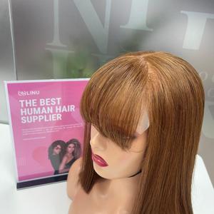 Extensions de cheveux humains vietnamiens Super Double Drawn perruque de qualité supérieure Bang couleur brun clair - Product Image 2