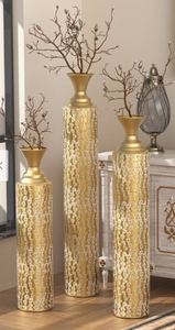 Accesorios modernos de decoración para el hogar y el hotel a precio mayorista Florero alto de metal con acabado dorado de diseño martillado - Product Image 6