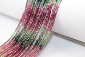 Rondelle à facettes de tourmaline de pastèque naturelle 3mm multi-tourmaline fabrication de bijoux gemmes - Product Image 2