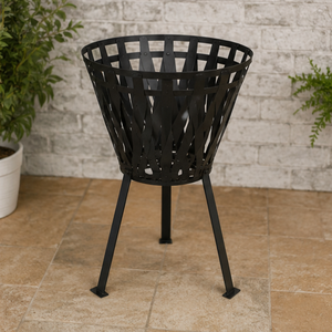 Modern Black Steel Powder Coated Eco-Friendly Outdoor Fire Pit Basket Patio <b>Fireplace</b> Brazier Wood Burning Garden <b>Heater</b> Decor - Product Image 2