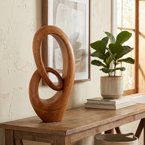 Grande sculpture en bois abstraite, statue en bois de Suar, figurine boucle éternelle, artisanat balinais fait main, décoration pour la maison ou le bureau, ornement, cadeau - Product Image 2