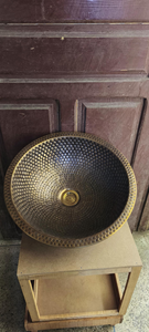 Handmade Hammered Antique Copper Vessel Sink Luxury <b>Round</b> Bathroom Wash <b>Basin</b> for Vanity Countertop Installation - Product Image 4