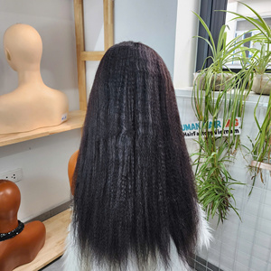 Cabello Humano Virgen Vietnamita Liso Kinky Yaki Barato al por Mayor sin Pegamento para Peluca Transparente HD Pequeño Largo - Product Image 3