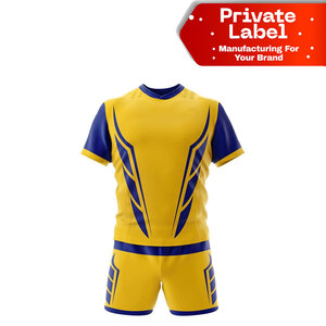 Tenue de rugby sublimée vierge, kit d'entraînement violet contrastant, motif bouclier bicolore, uniforme de rugby personnalisé violet pour le football - Product Image 1
