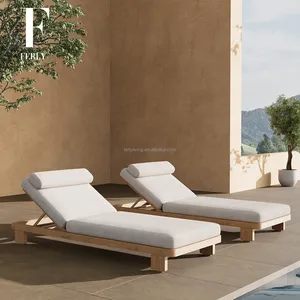 FERLY lujo personalizado OEM madera maciza teca muebles de jardín al aire libre tumbonas de piscina de madera tumbonas para la playa