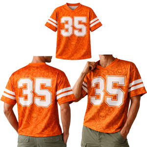 Maillot de football unisexe Y2K Streetwear à motif gothique en maille, T-shirt de sport surdimensionné à col en V pour homme, personnalisable par sublimation OEM - Product Image 5
