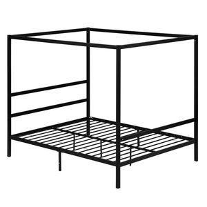 Letto con Zanzariera in Ferro Nero a Tubo Quadrato, Tre Testiere Orizzontali, Coda del Letto Singola Orizzontale, Struttura in Metallo King Size - Product Image 1