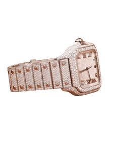 Nuevo Reloj Inteligente de Cuarzo para Hombre con Correa de Oro Blanco, Diamantes Moissanite VVS, Esfera Blanca Completamente Adornada, Ideal para Bodas y Fiestas - Product Image 2