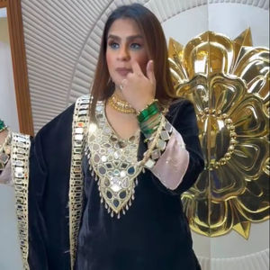 Traje de Fiesta Moderno para Mujer TOP PLAZZO, con Dupatta de Terciopelo y Bordado con Espejos Reales - Product Image 1