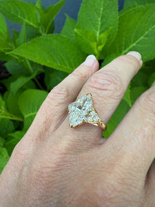 Impresionante Anillo de Oro Amarillo con Diamante Corte Marquesa, Diseño Minimalista, Anillo de Compromiso para Mujer, Joyería Fina, Regalo para Aniversario - Product Image 3