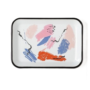 Nouvelle arrivée : Plateau de service en métal émaillé, style vintage, décoratif, pour la maison et la cuisine, utilisation intérieure et extérieure, motif personnalisé - Product Image 2