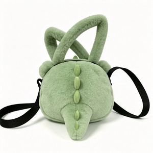 Sac bandoulière dinosaure en peluche personnalisé, sac à main dinosaure vert mignon en peluche, sac à bandoulière dinosaure de dessin animé, sac à main en peluche sur le thème des animaux pour enfants - Product Image 3