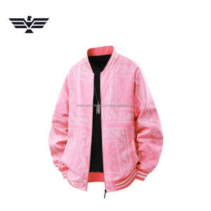 Veste bomber décontractée pour homme de qualité supérieure, hiver, noire, imprimé paisley, coupe-vent, col montant, streetwear, fermeture éclair, service OEM - Product Image 3