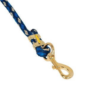 Custom Durable Blue Diamond Pattern <b>Nylon</b> Horse Lead Rope with Gold Metal Snap <b>Hook</b> for Horse Tying and Leading - Product Image 5