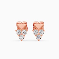 Pendientes de tuerca con diseño de corazón y diamantes cultivados en laboratorio de 0.23 quilates en oro amarillo, blanco y rosa de 9 quilates