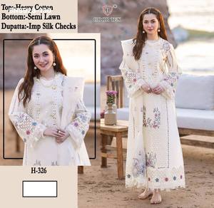 Hermoso conjunto de salwar-kameez y dupatta de algodón de diseño moderno con bordados, semicosturado, de proveedor de la India, para la moda femenina. - Product Image 4