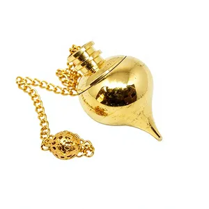 Hermoso Péndulo Metálico en Forma de Lágrima Dorada, Péndulo de Radiestesia Hecho a Mano, Metálico, Nuevo Estilo, Precio Razonable en Amayra Crystals - Product Image 3