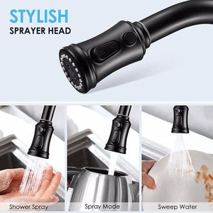 Rubinetto da Cucina in Ottone Massiccio Monocomando con Doccetta Estraibile a 3 Modalità, Rotazione a 360 Gradi, Piastra di Fissaggio a 1 o 3 Fori - Product Image 4