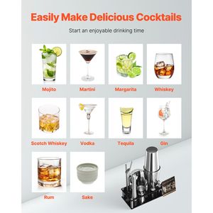 Set da Cocktail 14 Pezzi in Acciaio Inox, Kit da Barman Boston con Supporto in Acrilico, Mixer, Cucchiaio e Accessori per Martini - Product Image 4