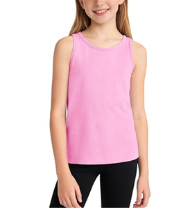 Vente en gros de débardeurs d'été personnalisés pour filles, blancs, sans manches, en coton tricoté, pour l'école, le sport et la danse - Product Image 5