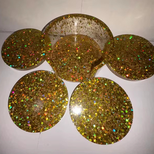 Handmade <b>resin</b> coasters with geometric layered pattern <b>epoxy</b> mats perfect for modern living room home office and gifting - Product Image 1