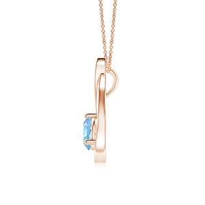 14K Pure <b>Gold</b> IGI Certified IGI Certified Natural 6MM Round Cut 0.75Ctw Floating Aquamarine Tulip Handmade <b>Pendant</b> with Diamonds - Product Image 3