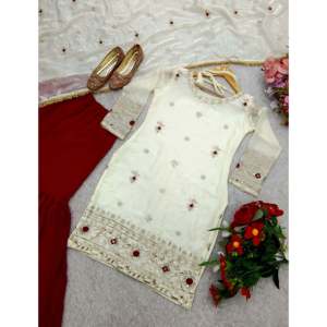 Impresionante y Hermoso Traje de Fiesta - Sharara y Elegante Dupatta, Mono de Fiesta con Detalles Intrincados - Product Image 4