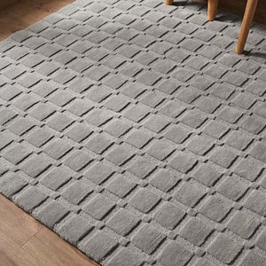 Light Gray Geometric Area <b>Rug</b> Modern Hand Tufted Textured Woolen Carpet Contemporary Living Room Bedroom Floor Decor Luxury <b>Rug</b> - Product Image 1