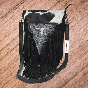 Vente chaude texas longhorn sac à franges en cuir sac à bandoulière repoussé à la main sac à main femmes sculpture cuir épaule sac à bandoulière - Product Image 3