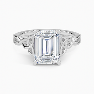 Bague BOJ 038 en argent 925, coupe émeraude, nœud d'amour celtique, diamant 2 carats couleur D VVS1, moissanite certifiée GRA, vente à prix réduit - Product Image 1
