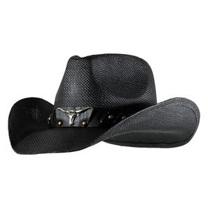 Sombreros Vaqueros Negros de Jazz Occidental, Sombrero de Paja Unisex para Niños, Protección Solar, Sombreros de Vaquero para Hombre, Verano - Product Image 3