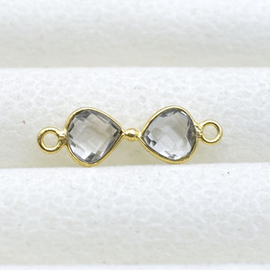 Crystal Pear Shape Connector 6mm | Bezel Heart <b>Charm</b> | Minimal Jewelry Link Supply - Product Image 5