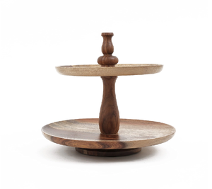 Acacia Wood Cake <b>Stand</b> Round 2 Tier Handmade Multi Layer Rustic Acacia Wood <b>Cupcake</b> Display <b>Stand</b> - Product Image 5