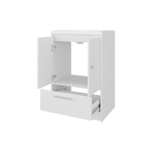 Mobile Bagno Freestanding Bianco Sinclair con Lavabo, Due Ante e Cassetto Inferiore - Eleganti Mobili Bagno - Product Image 5