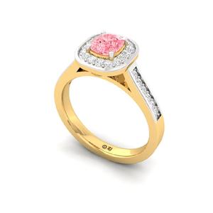 Bague solitaire en diamant de laboratoire taille ronde et taille coussin, plaqué or 10 carats, de luxe pour femme, pour mariage et anniversaire - Product Image 1