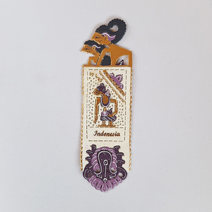 Handcrafted Indonesian Wayang Kulit Purple Leather Fridge Magnet Traditional Cultural Souvenir Refrigerator Home <b>Decor</b> <b>Accent</b> - Product Image 1