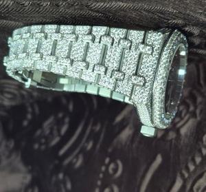 Haut de gamme Moissanite cadran arc-en-ciel montre en acier inoxydable bracelet en cuir utilisation professionnelle garantie de 2 ans 20mm passe les tests de diamant - Product Image 1