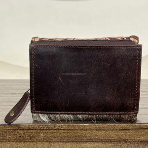 Genuine Cowhide & Tooled Leather Trim Lady's <b>Wallet</b> Hot Sale Western Leather Tri-Fold Aces <b>Wallet</b> Card Holder Organizer <b>Wallets</b> - Product Image 5