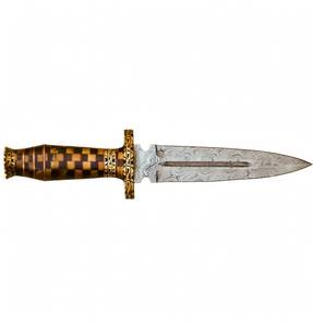 Custom Handcrafted Twist Damascus Steel Decorative <b>Desk</b> Craft Checkered <b>Wood</b> Mosaic Handle Carved Brass Guard - Product Image 5