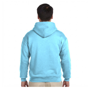Sweat à capuche en molleton de coton épais bleu clair personnalisé pour homme, style streetwear décontracté avec poche kangourou - Product Image 2